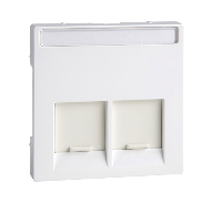 MTN469925 - Cen.pl. 2-gng f. RJ45-Connctr., active white, glossy, Sys. M, Schneider Electric