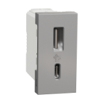 NU301630 - Noua Unica, Priza USB 1m tip A + C (15W), aluminiu, NU301630, Schneider Electric