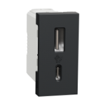 NU301654 - Noua Unica, Priza USB 1m tip A + C (15W), antracit, NU301654, Schneider Electric