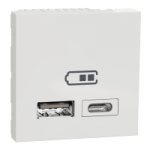 NU301818 - Noua Unica, Priza dubla incarcare USB 2.0 2m A+C alb, NU301818, Schneider Electric