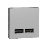 NU341830 - Noua Unica, Priza dubla incarcare USB 1A 2m aluminiu, NU341830, Schneider Electric