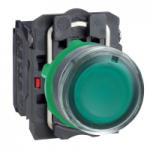 XB5AW33G5 - Buton Luminos Complet Verde Incastrat Ã˜22 cu Revenire 1Nd+1Ni 110, 120V, XB5AW33G5, Schneider Electric