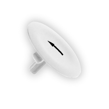 ZBA334 - capac alb marcat cu sageata pentru buton circular diametru  22, Schneider Electric (multiplu comanda: 10 buc)