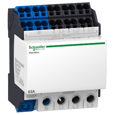 04041 - Linergy DX 4P distribution block 63A - 4 modules - 24 holes quick connect bottom, Schneider Electric