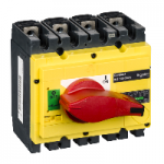 31123 - switch disconnector, Compact INS250-200, 200A, with red rotary handle and yellow front, 4 poles, 31123, Schneider Electric