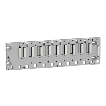 BMXXBP0800H - ruggedized rack M340 - 8 slots - panel, plate or DIN rail mounting, Schneider Electric