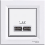 EPH2700221 - Asfora, double USB charger 2.1 A, white, EPH2700221, Schneider Electric