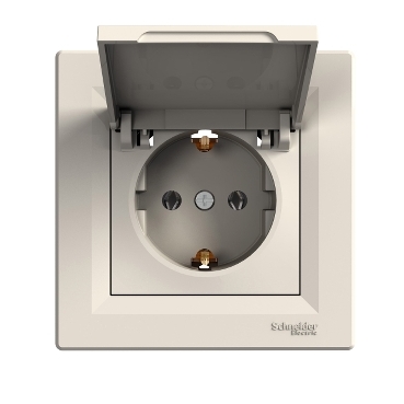 EPH3100123 - Asfora - single socket outlet with side earth - 16A lid cream, Schneider Electric