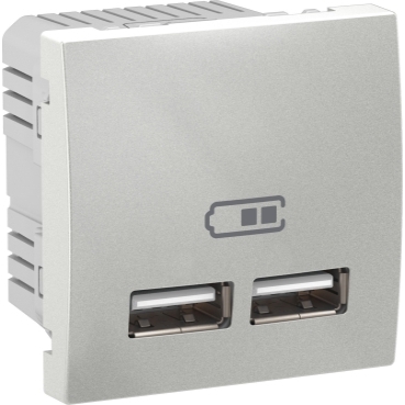 MGU3.418.30 - Priza dubla incarcare USB 2.1A aluminiu, Schneider Electric