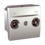 Priza TV/FM de capat, 2 Module, Culoare Aluminiu, MGU3.452.30, Schneider Electric
