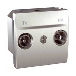 Priza TV/FM de trecere, 2 Module, Culoare Aluminiu, MGU3.453.30, Schneider Electric