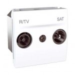 Priza R-TV/SAT de trecere, 2 Module, Culoare Alba, MGU3.456.18, Schneider Electric