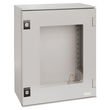 NSYPLM64TG - wall-mounting enclosure polyester monobloc IP66 H647xW436xD250mm glazed door, Schneider Electric