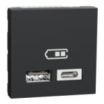 NU301854 - Noua Unica, Priza dubla incarcare USB 2.0 2m A+C antracit, NU301854, Schneider Electric