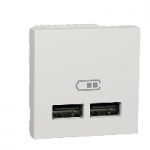 NU341818 - Noua Unica, Priza dubla incarcare USB 1A 2m alb, NU341818, Schneider Electric