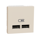 NU341844 - Noua Unica, Priza dubla incarcare USB 1A 2m bej, NU341844, Schneider Electric
