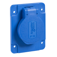 PKS61B - PratiKa socket - blue - 2P + E - 10/16 A - 250 V - German - IP54 - flush - back, Schneider Electric