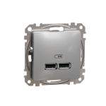 SDD113401 - Sedna Design, Priza incarcare USB A+A 2.1A aluminiu, SDD113401, Schneider Electric