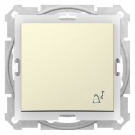 SDN0800347 - Sedna - 1pole pushbutton - 10A bell symbol, IP44 without frame beige, Schneider Electric