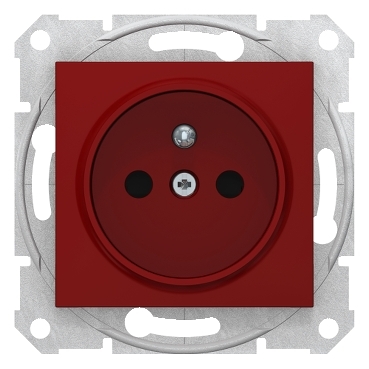 SDN2800441 - Sedna - single socket outlet, pin earth - 16A shutters, without frame red, Schneider Electric