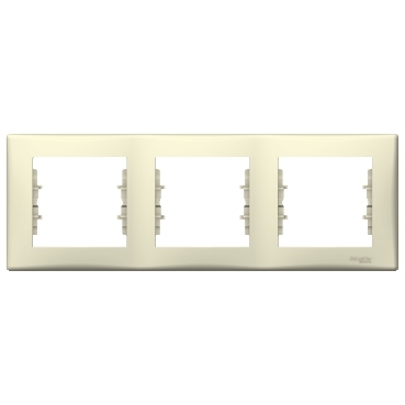 SDN5800547 - Sedna - horizontal 3-gang frame - beige, Schneider Electric