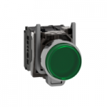 XB4BW13B5 - Illuminated push button, Harmony XB4, green flush, universal LED, 22mm, spring return, plain lens, 1NO + 1NC, 24V AC DC, XB4BW13B5, Schneider Electric