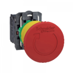 XB5AS84462 - Emergency stop switching off, Harmony XB5, plastic, red mushroom 40mm, 22mm, trigger latching turn to release, 2NC with monitoring, XB5AS84462, Schneider Electric