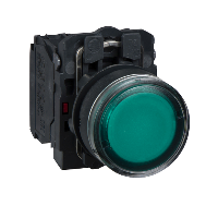 XB5AW3365 - buton iluminat verde diametru  22 - incastrat, revenire cu arc - 250 V - 1NO+1NC, Schneider Electric