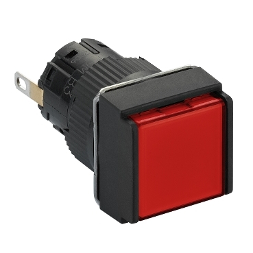 XB6ECV4BP - square pilot light diametru  16 - IP 65 - red - integral LED - 24 V - connector, Schneider Electric
