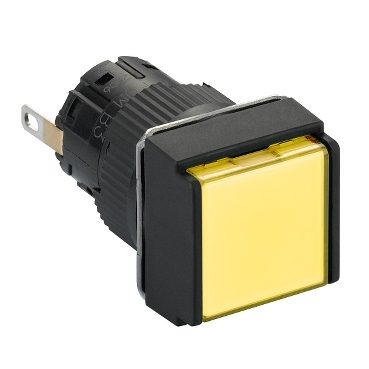 XB6ECV5BP - square pilot light diametru  16 - IP 65 - yellow - integral LED - 24 V - connector, Schneider Electric