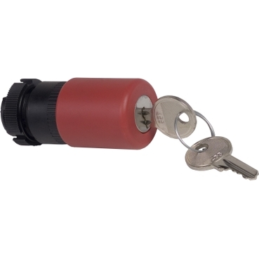 ZA2BS934 - red diametru 30 Emergency stop, switching off head trigger and latching key release, Schneider Electric