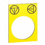 ZB2BY1W140 - Marked legend, Harmony XAC, nameplate, 30 x 40mm, plastic, yellow, 22mm push button, black marked EMERGENCY STOP, ZB2BY1W140, Schneider Electric
