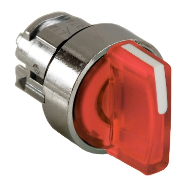 ZB4BK1543 - capac de selector iluminat rosu diametru  22, revenire cu arc, 3 pozitii, Schneider Electric