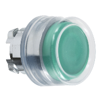 ZB4BP3 - cap de buton proeminent verde diametru 22, revenire cu arc, nemarcat, Schneider Electric