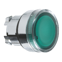 ZB4BW33 - cap de buton ilum. incastrat verde diametru  22, revenire cu arc, pt. becuri BA9s, Schneider Electric