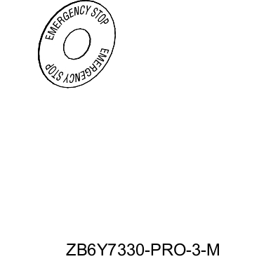 ZB6Y7330 - legenda circulara diametru  45 - buton de oprire de urgenta - galben - EMERGENCY STOP, Schneider Electric